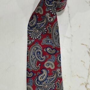 Vintage Oscar de la Renta Red and Blue Paisley Tie